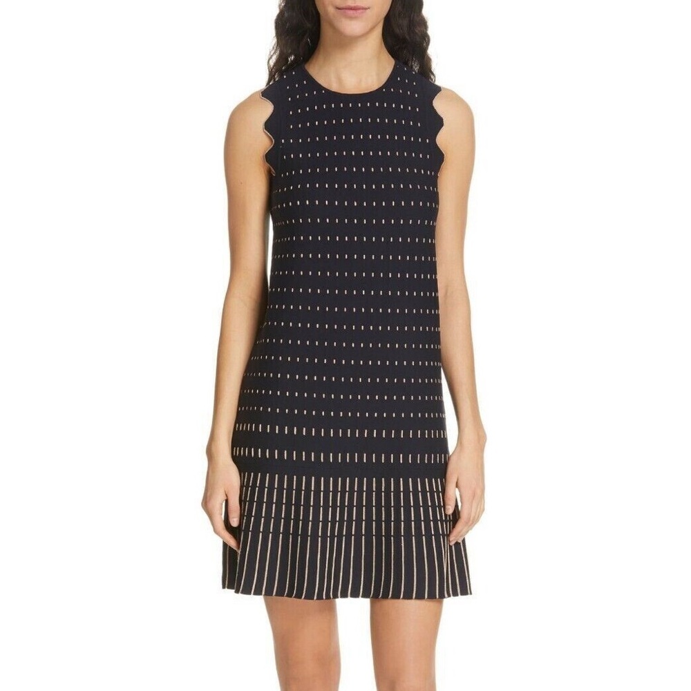 Ted Baker Relioa Metallic Jacquard Dress – Navy & Gold | Size 2 (US 6)